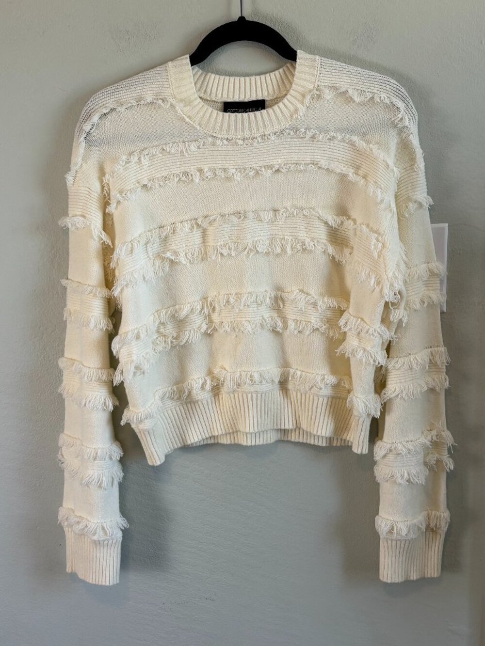 Bundle 2/$30! Cotton Candy LA Fringe Textured Sweater Cream Ivory Cropped M/L